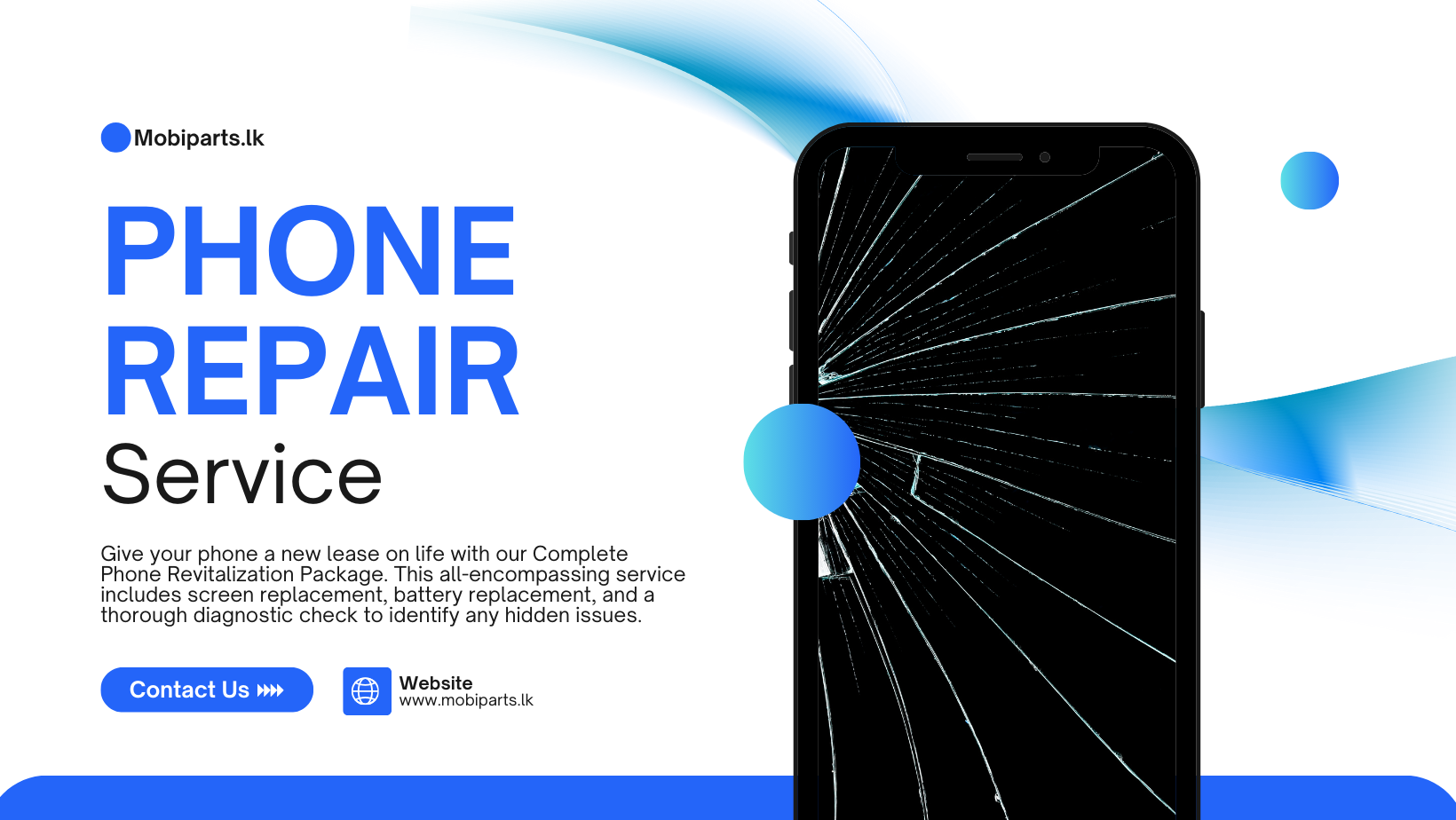 Blue and Black Modern Phone Repair Service Facebook Cover